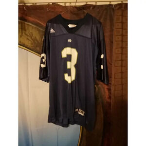 Notre Dame Fighting Irish #3 Adidas Blue Large Football Jersey